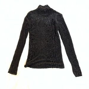 Express Black Textured Long Sleeve Blouse